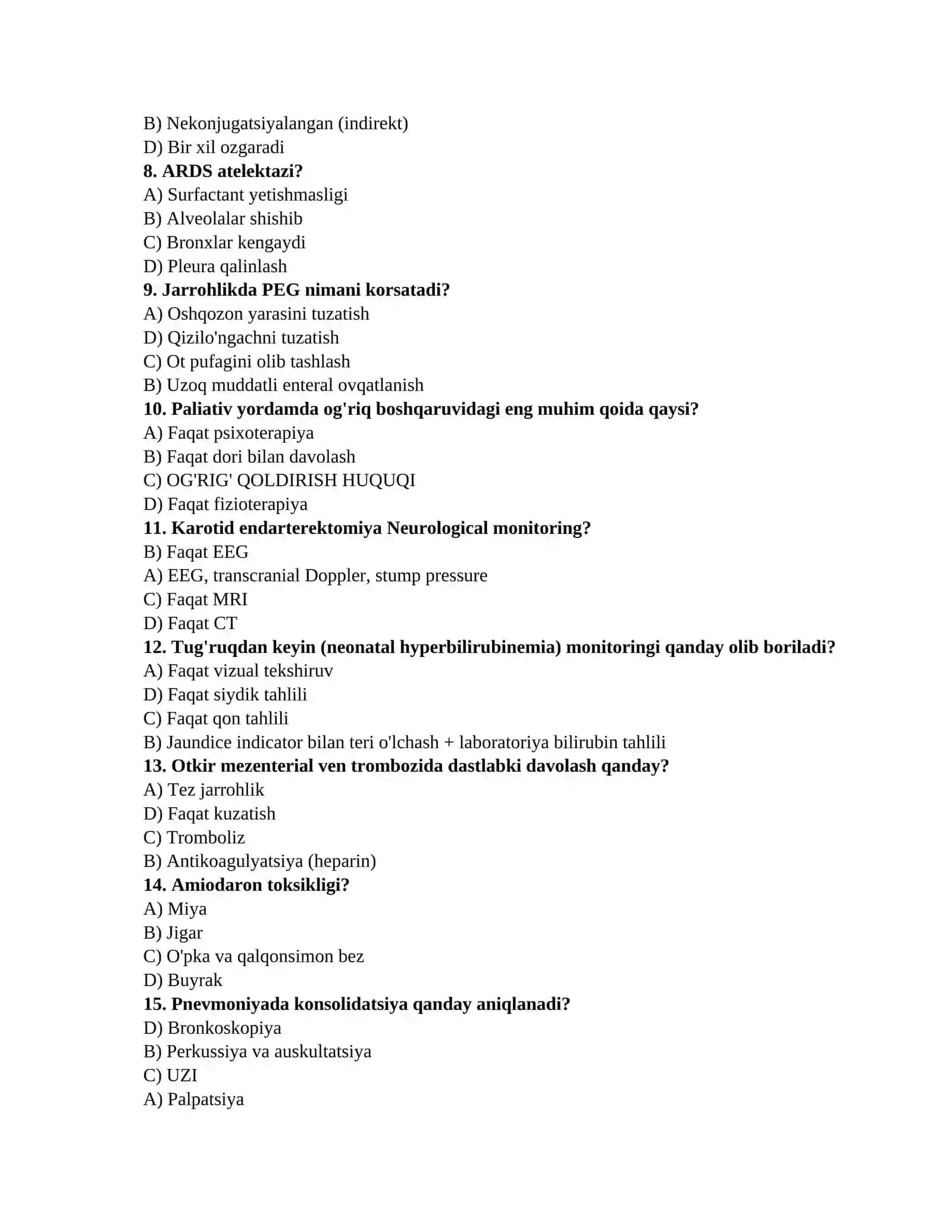 Tibbiyot bilim testi 2