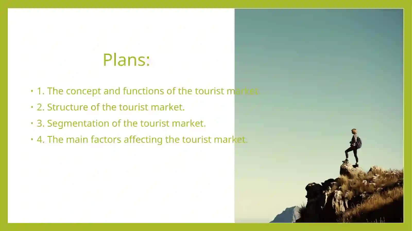 Topic 3. Features of development of tourism services market 2