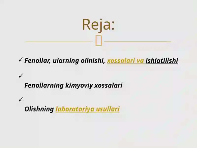 Fenollarning olinish usullari 2