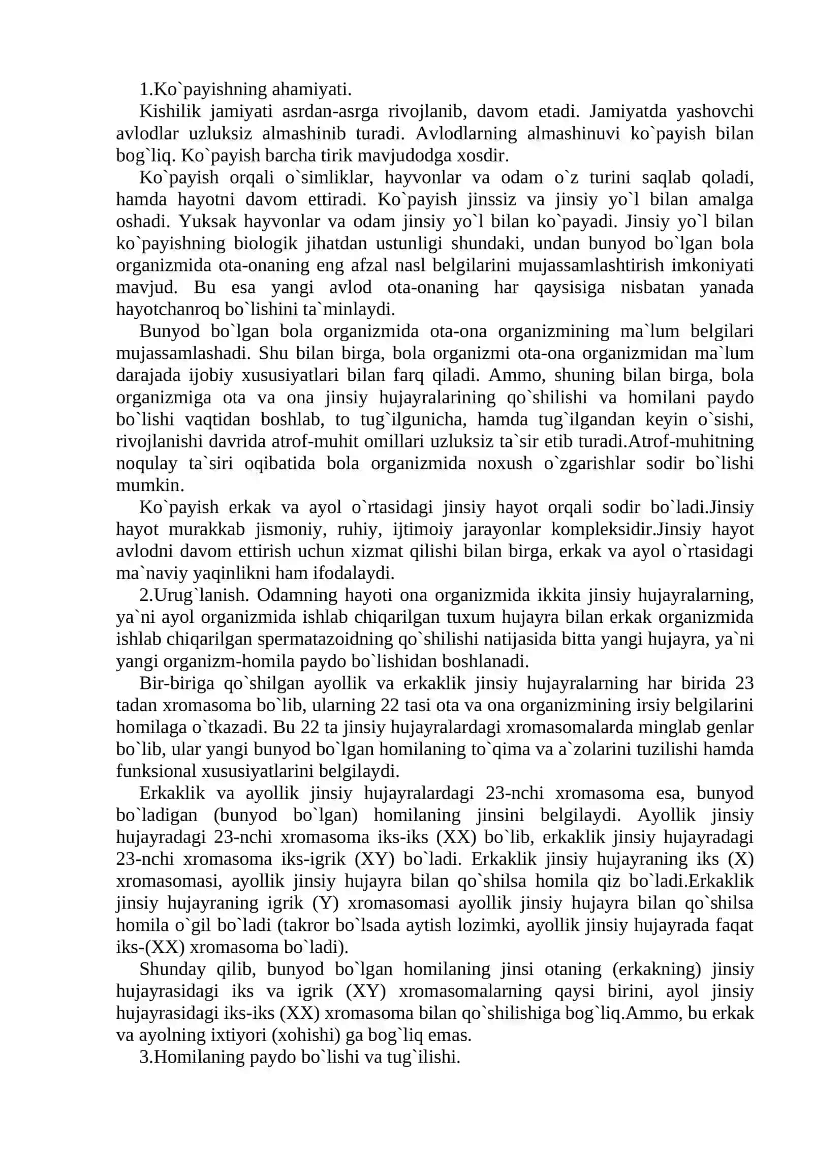 Ko`payish va rivojlanish 2