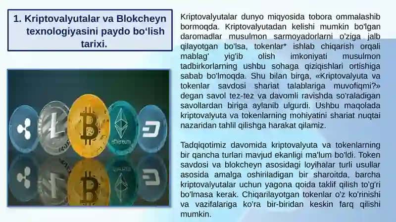 KRIPTOVALYUTALAR BLOKCHEYN TIZIMLARI 2