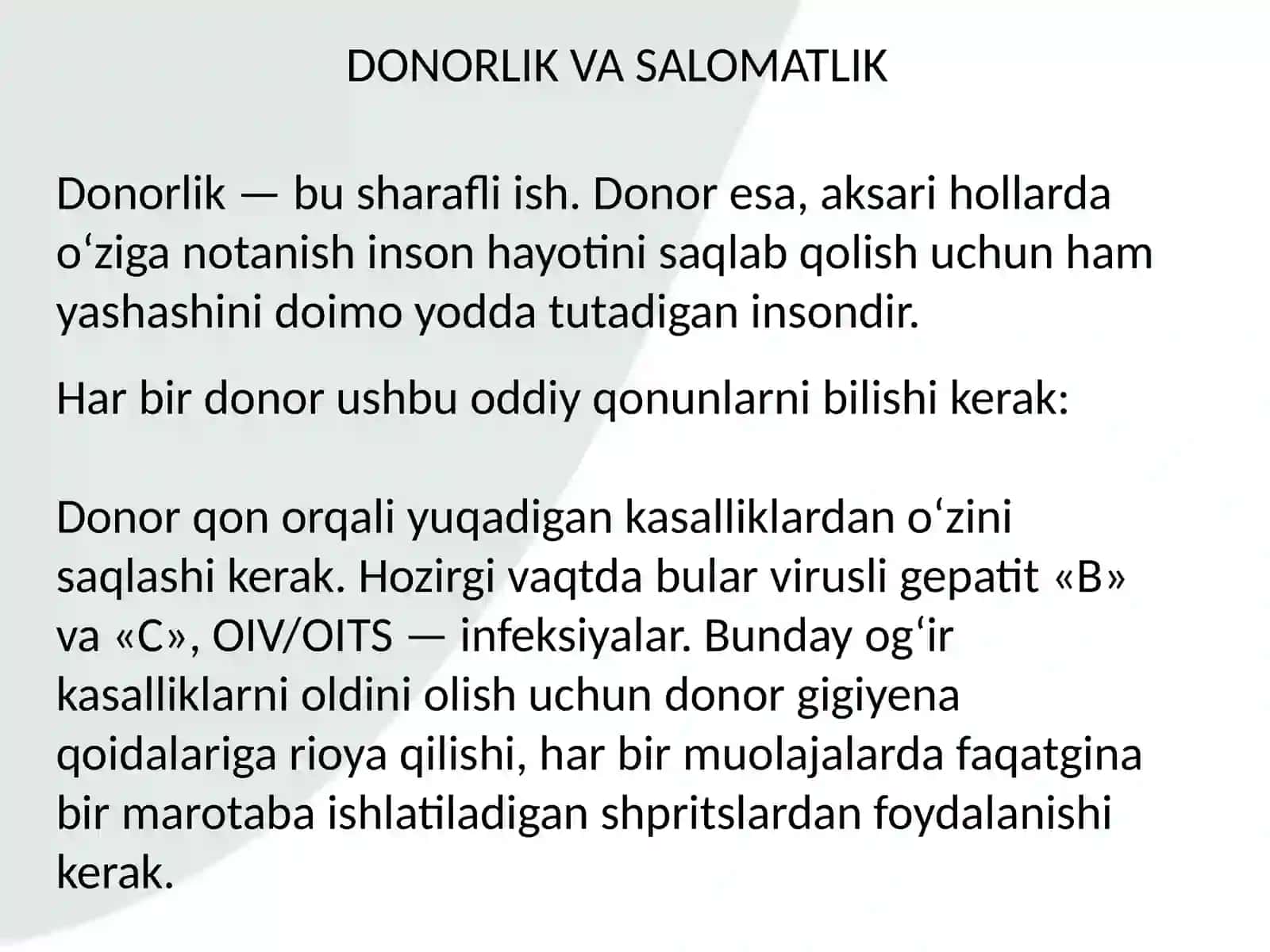 DONORLIK VA SALOMATLIK 2