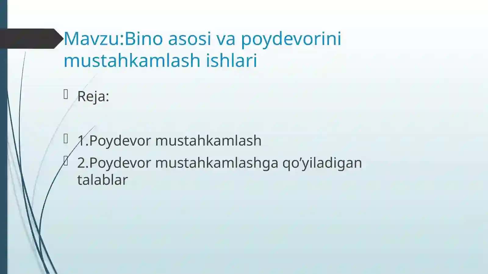 Bino inshootlari restavratsiya fanida taqdimot loyiha 2
