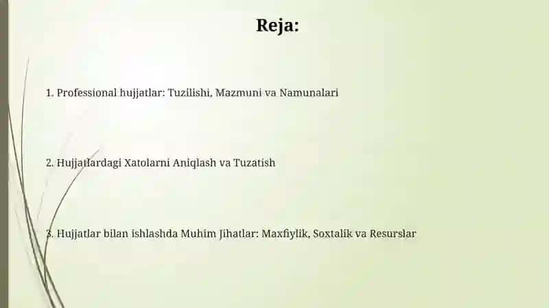 Kasbga oid hujjat namunalari bilan ishlash 2