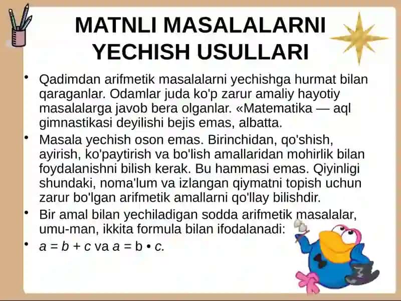 MATNLI MASALALARNI YECHISH USULLARI 2