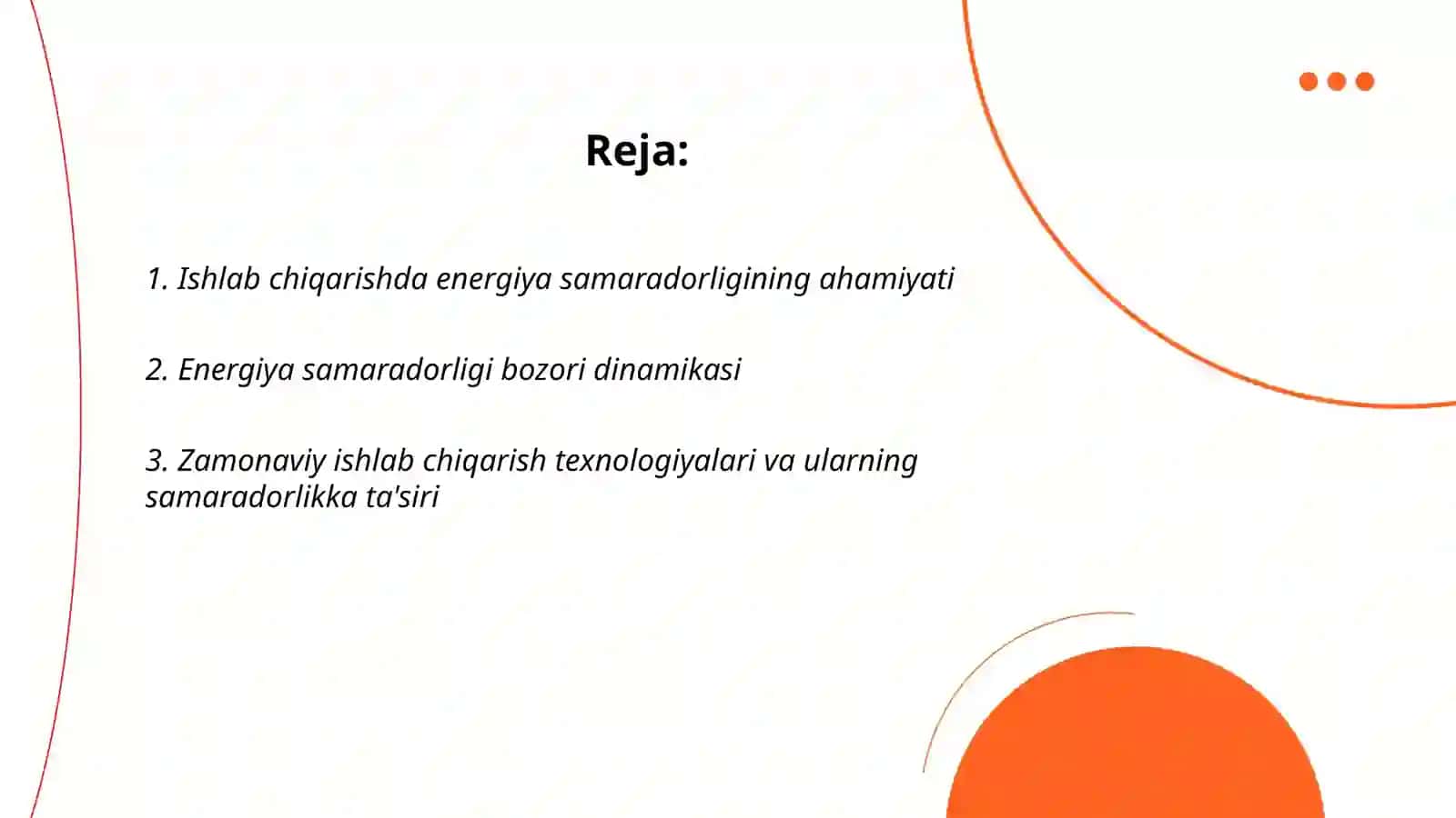 Ishlab chiqarish jarayondagi oʼzgarishlarni energiya samaradorlikiga qanday tasir qilishini tahlik qilish 2