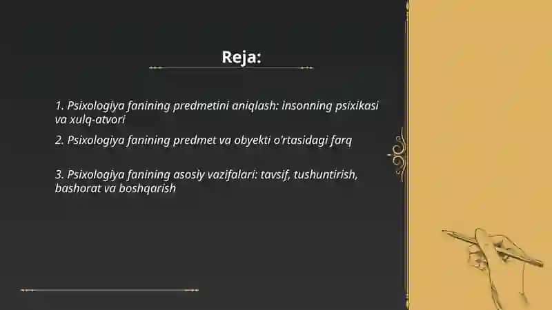 Psixologiya fanining predmeti va vazifalari 2