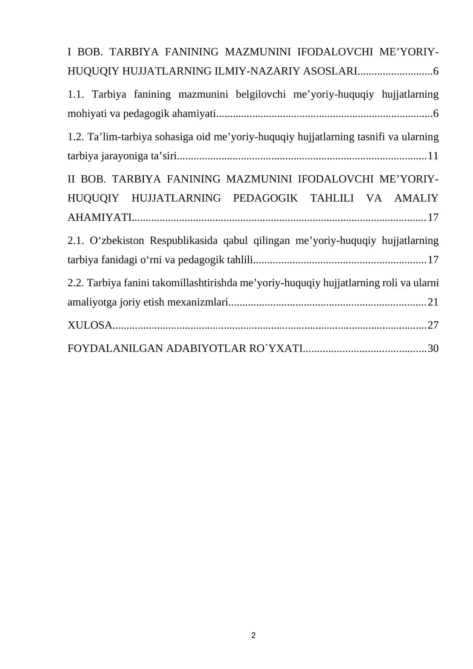 TARBIYA FANINING MAZMUNINI IFODALOVCHI ME'YORIY-HUQUQIY HUJJATLARNING PEDAGOGIK TAHLILI 2
