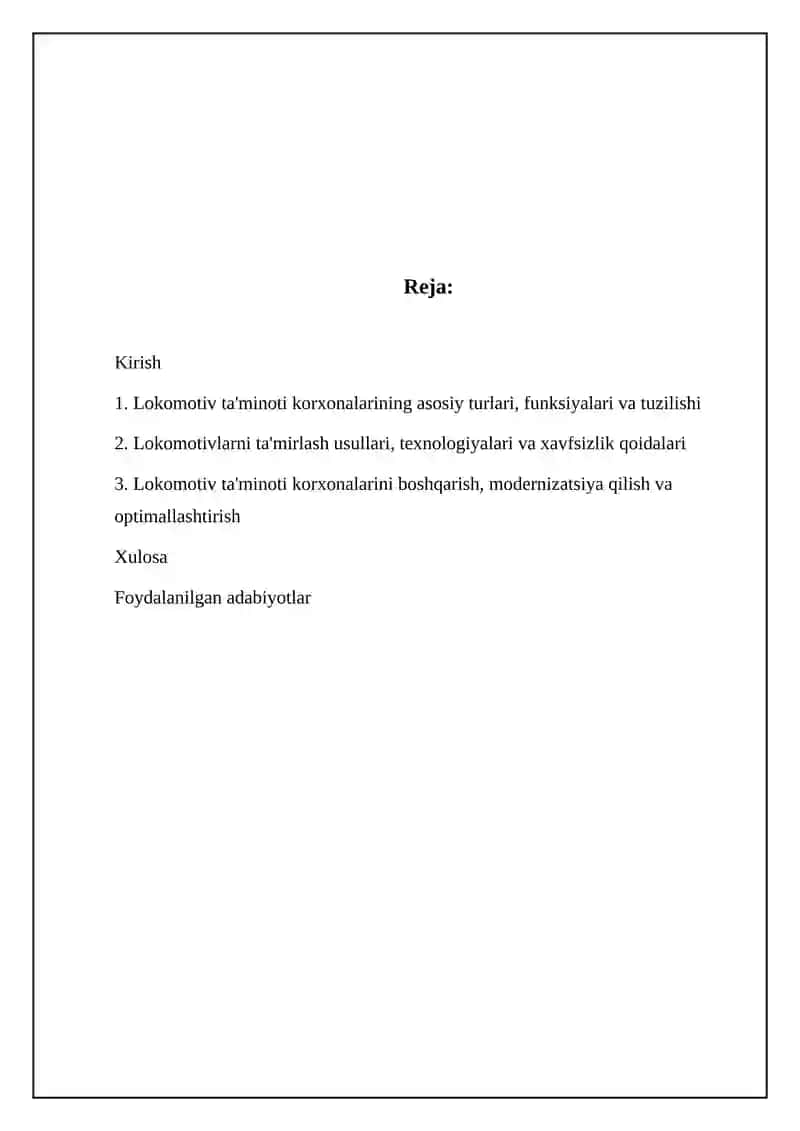 Lokomativ xõjalig haqida umumi malumot 2