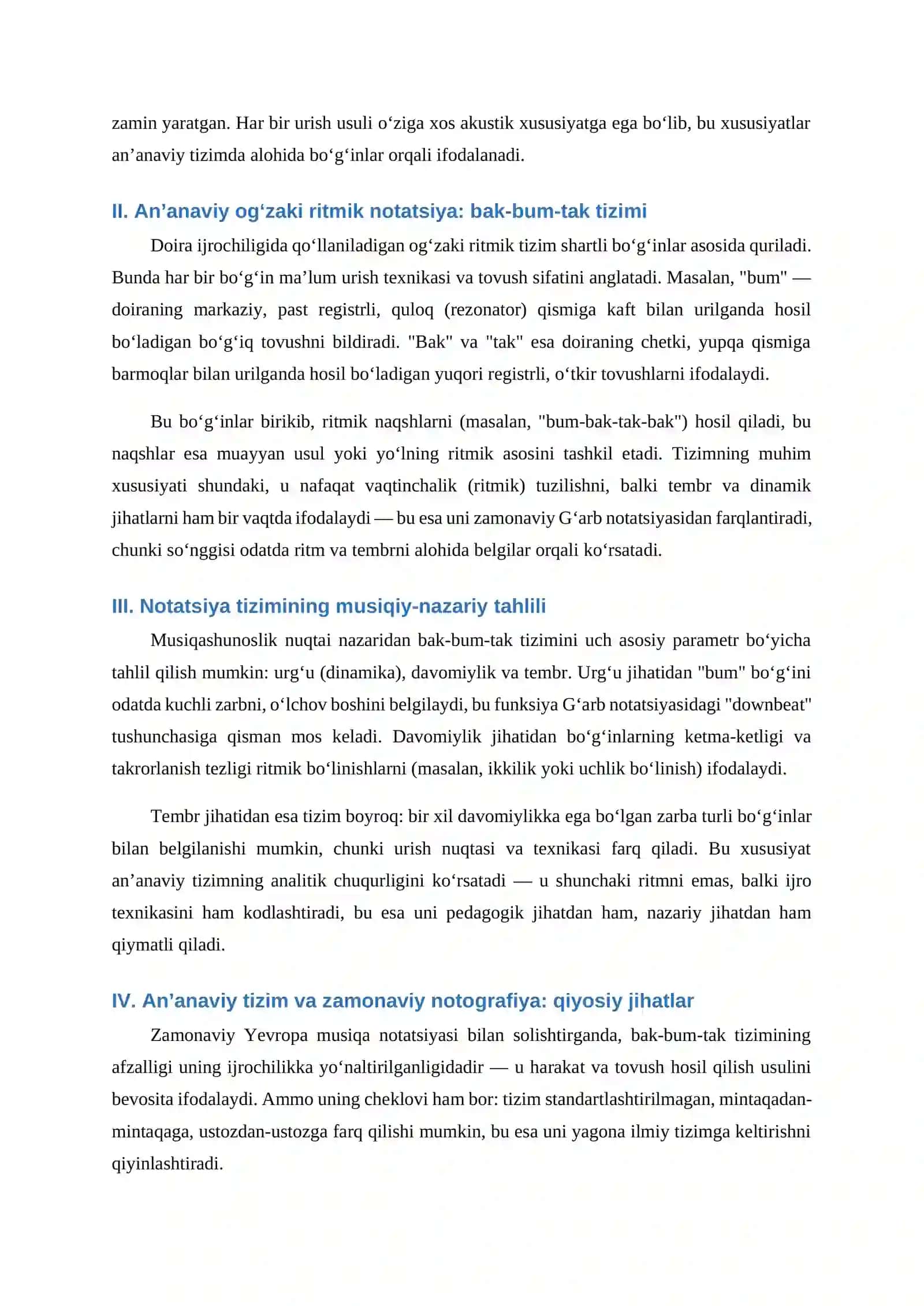 DOIRA CHOLG‘USINING AN’ANAVIY OG‘ZAKI RITMIK NOTATSIYA TIZIMI: MUSIQASHUNOSLIK TAHLILI 2