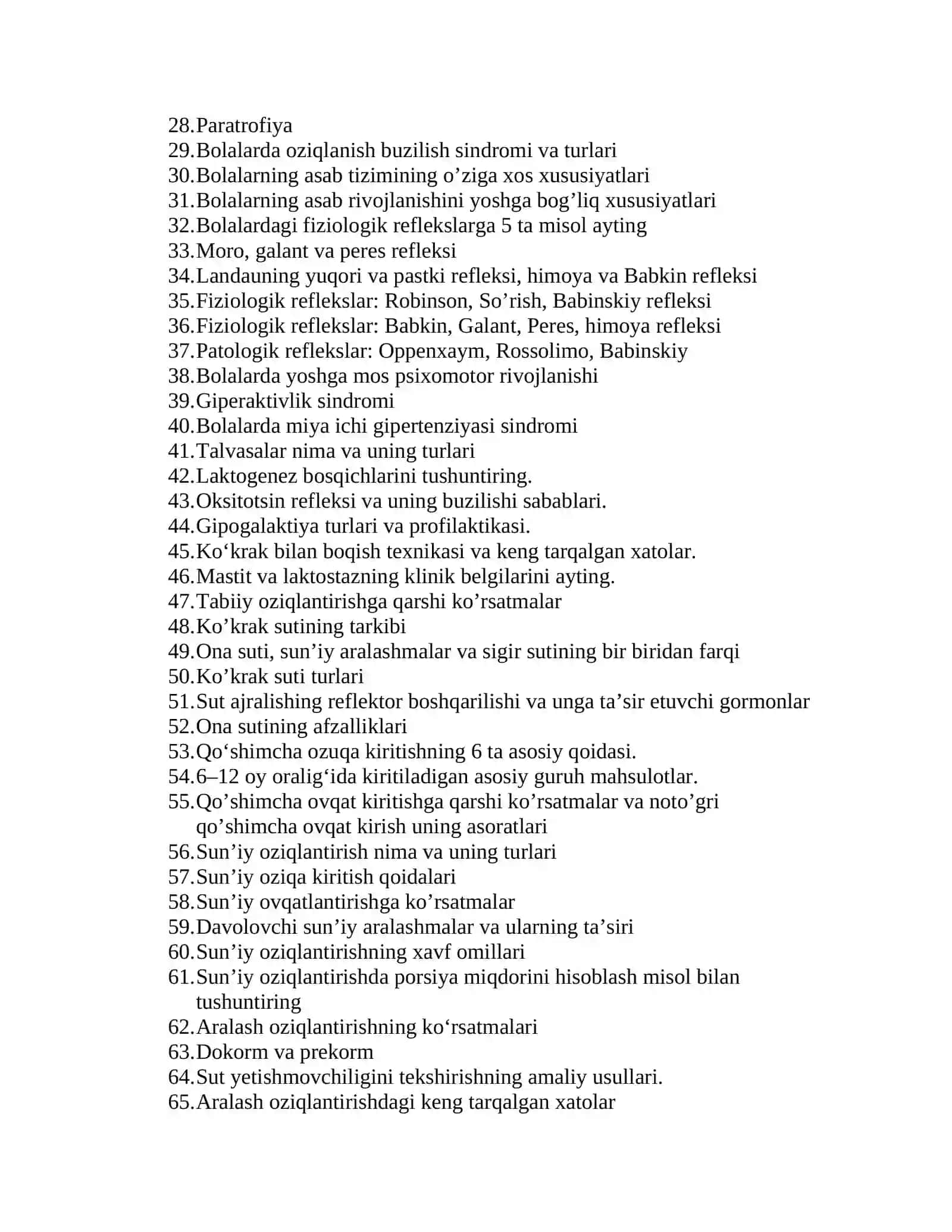 Bolalar kasalliklari propedevtikasi fanidan 2