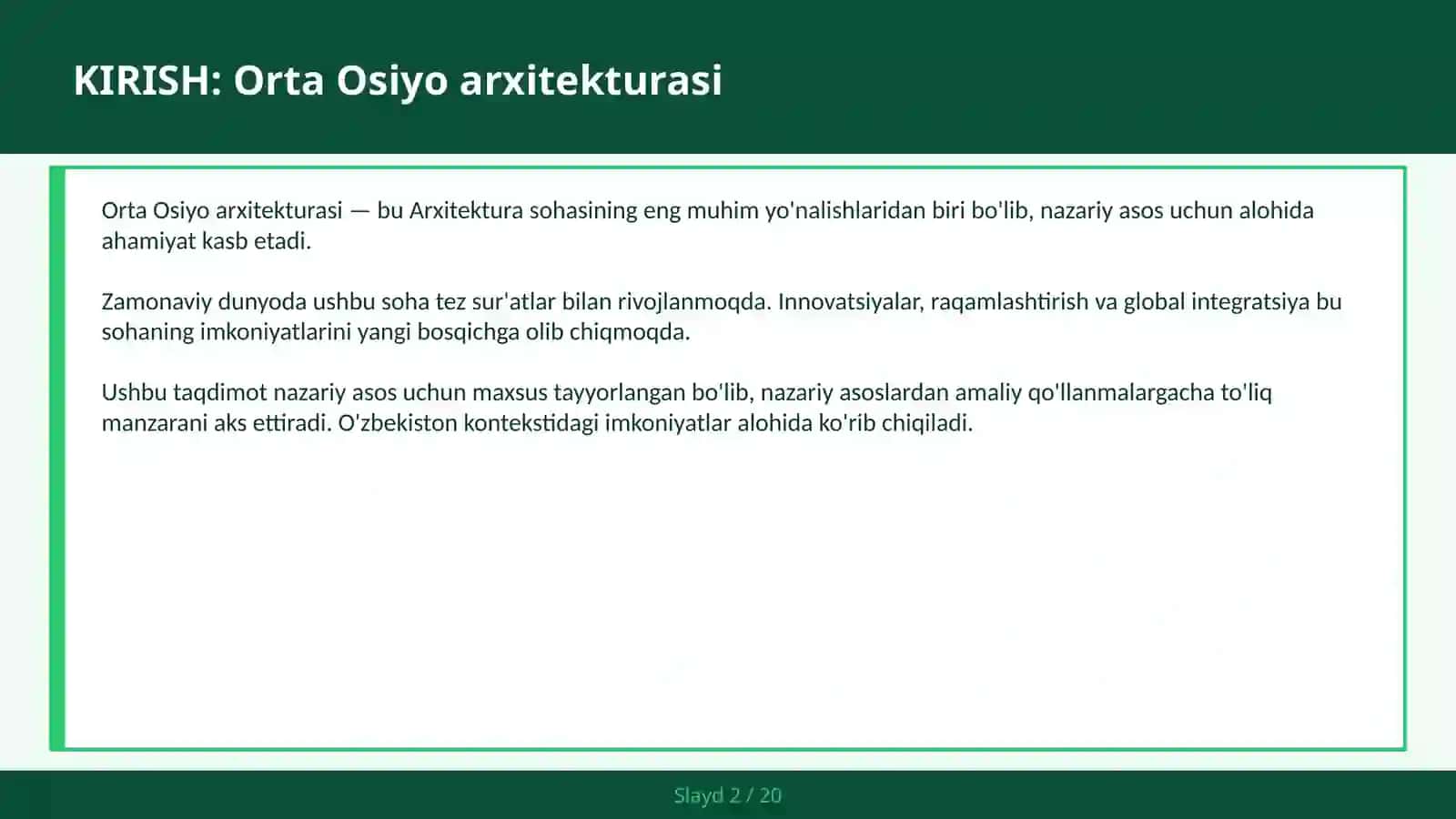 ORTA OSIYO ARXITEKTURASI 2