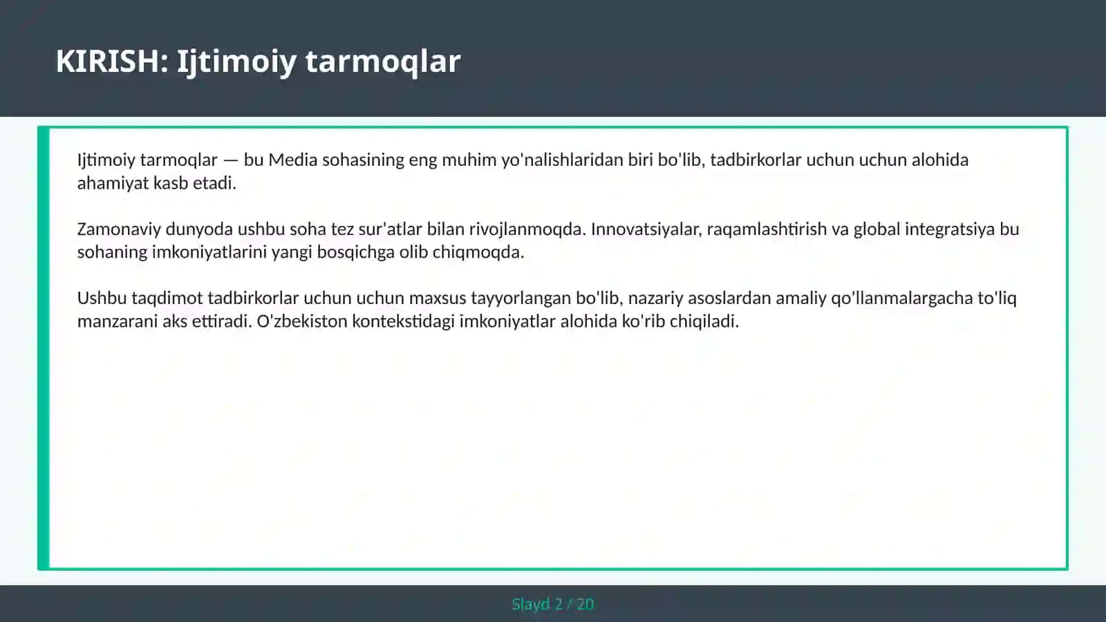 Ijtimoiy tarmoqlar 2