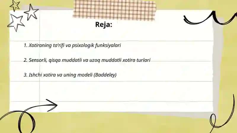 Psixologiya fanidagi Xotira mavzusi 2
