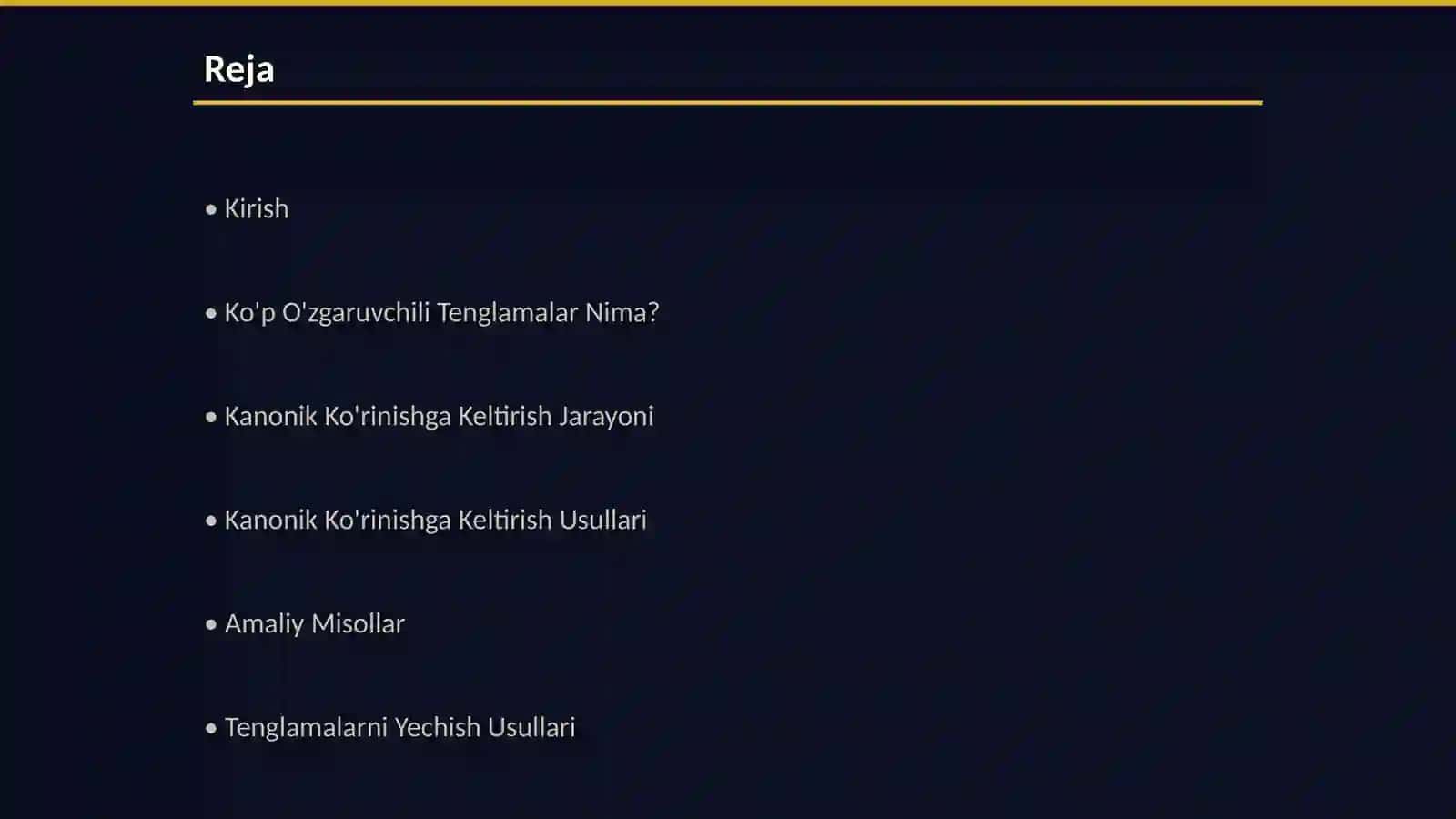 Ko'p O'zgaruvchili Tenglamalarni Kanonik Ko'rinishga Keltirish 2