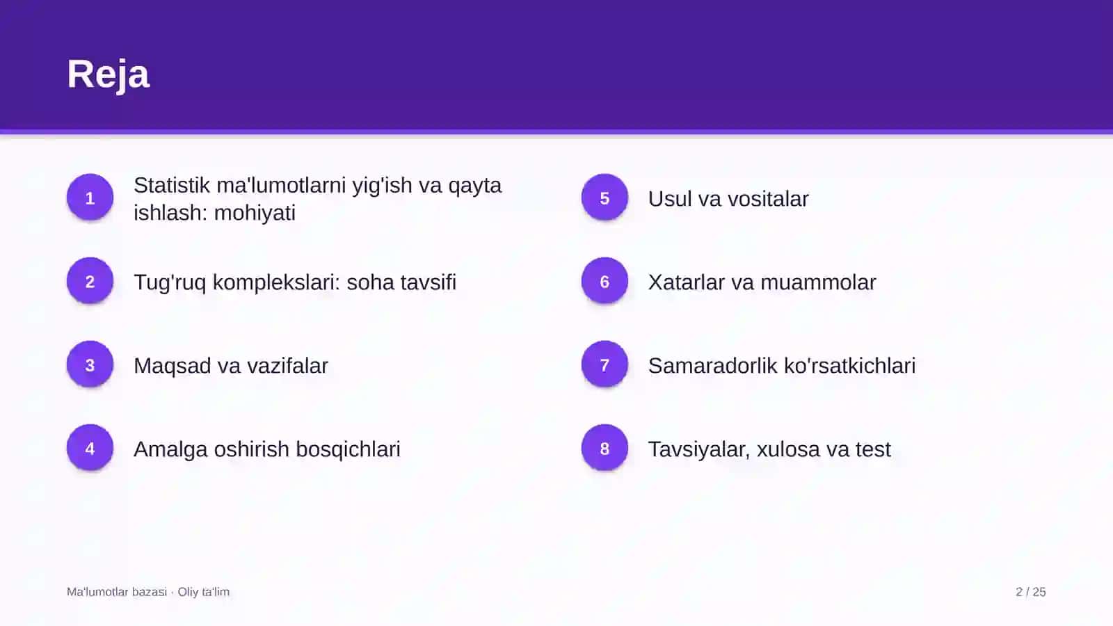tug'ruq komplekslarida statistik ma'lumotlarni yig'ish va qayta ishlash 1258 2