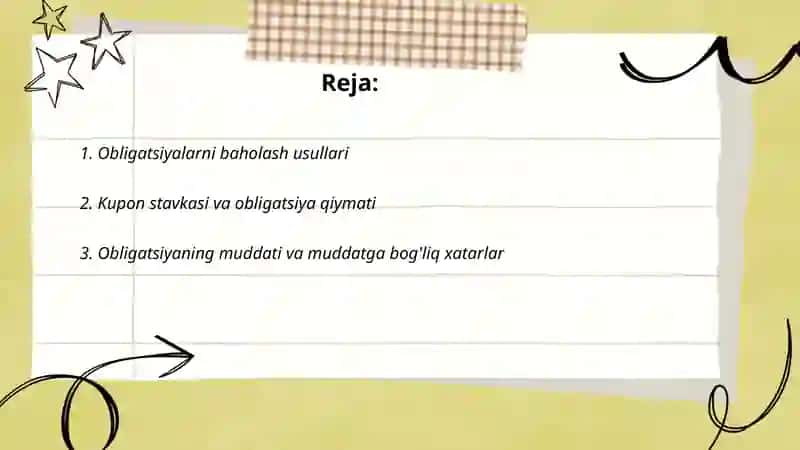Obligatsiyalarni baholash va ularning óziga xos jihatlari 2