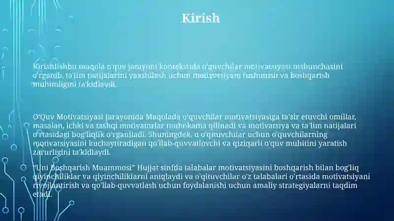 TaʼLim Jarayonida OʻQuv Motivatsiyasi Va Uni Boshqarish Muammosi 2