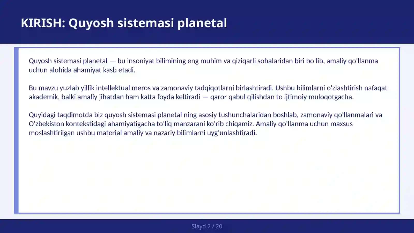 Quyosh sistemasi planetal 2