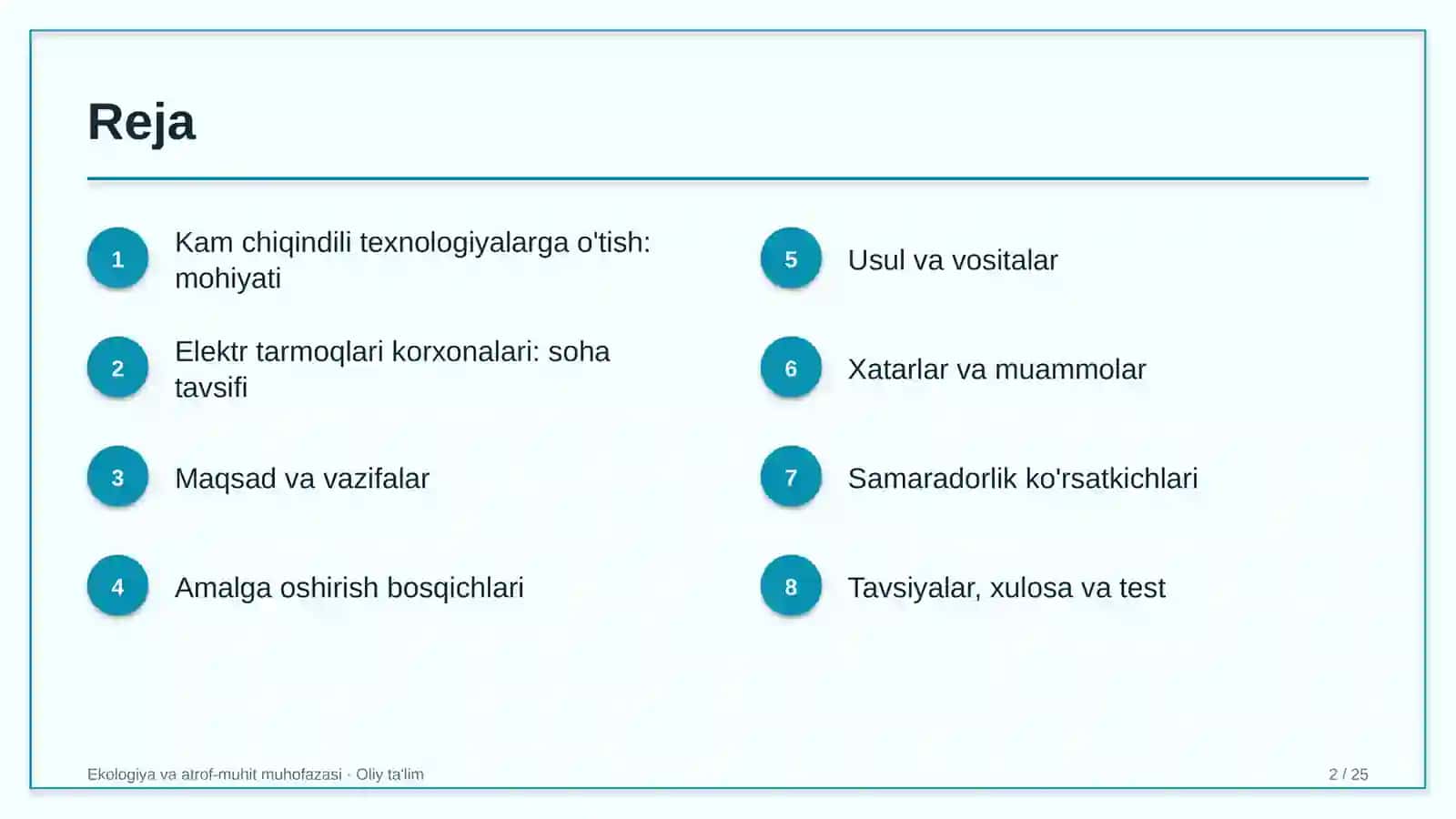 elektr tarmoqlari korxonalarida kam chiqindili texnologiyalarga o'tish 4467 2