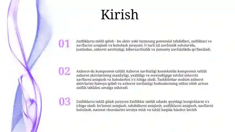 Zaifliklarni tahlil qilish 2