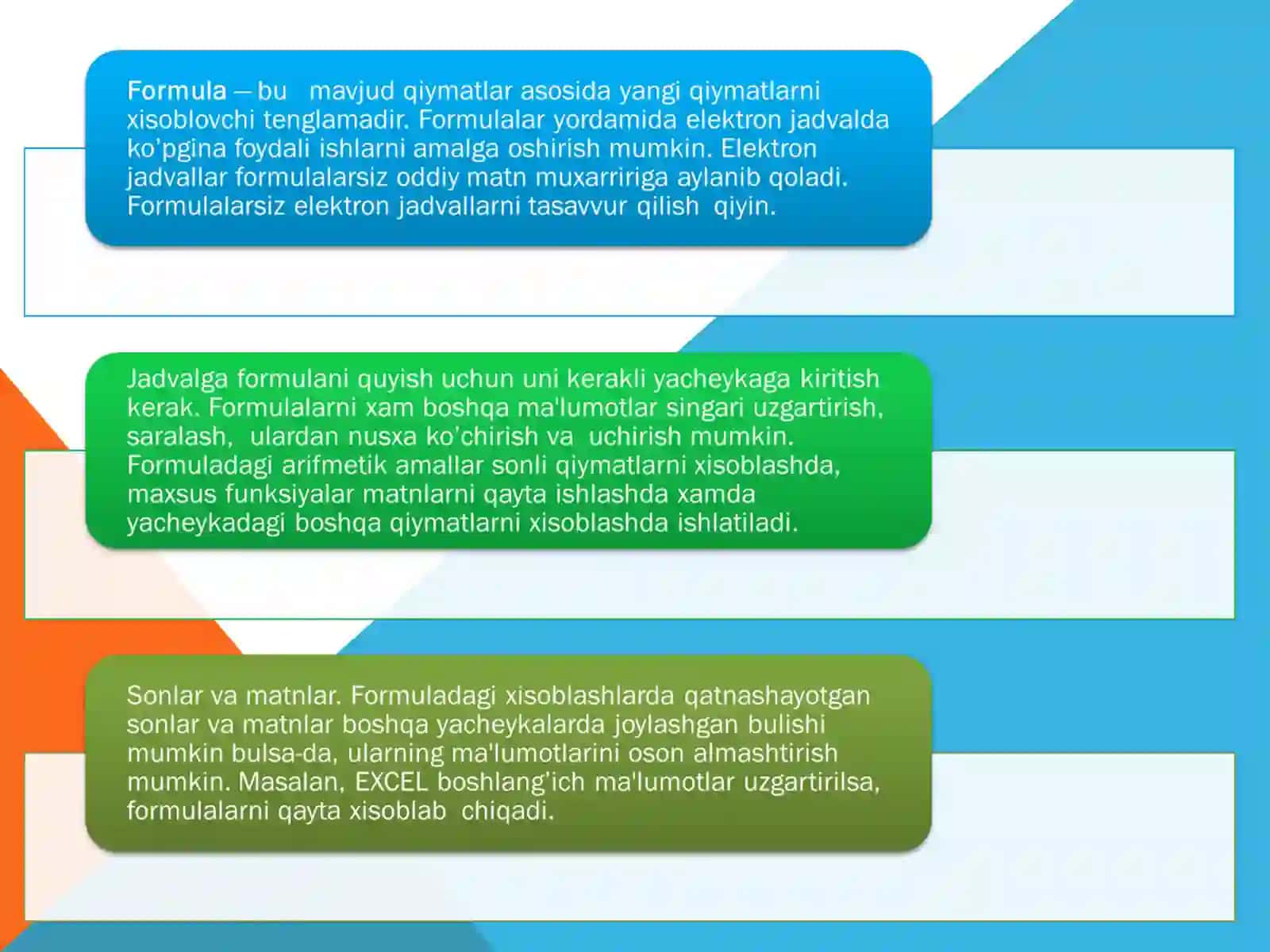 Excell dasturi 2