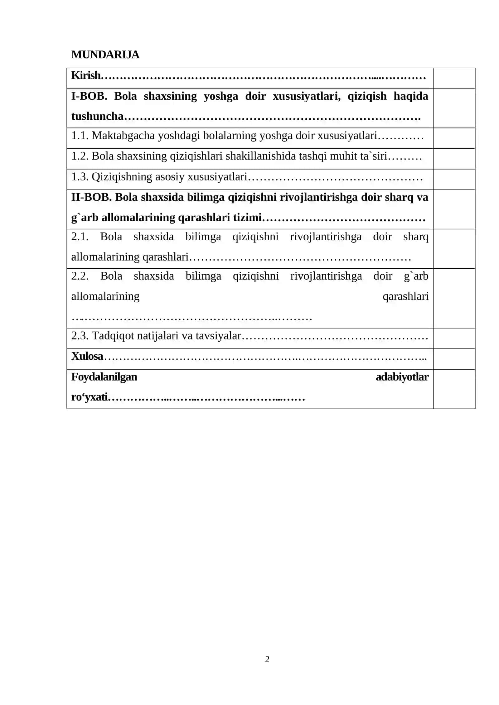 BOLA SHAXSIDA BILIMGA QIZIQISHNI RIVOJLANTIRISHGA DOIR SHARQ VA G`ARB ALLOMALARINING QARASHLARI TIZIMI 2