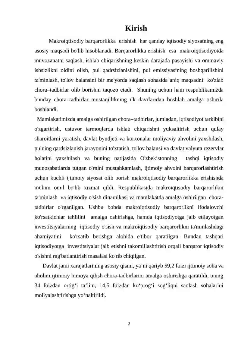 O’zbekistonda barqaror iqtisodiy o’sishni ta’minlashning omillari va yo’llari 2