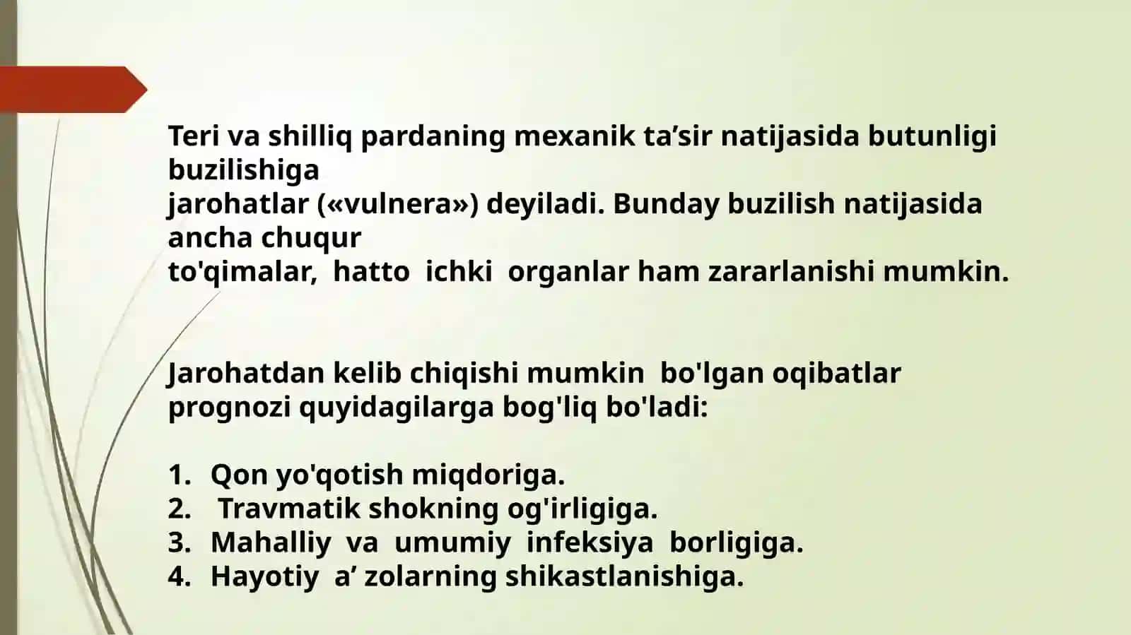 Jarohatlar.Turlari va kechishi 2