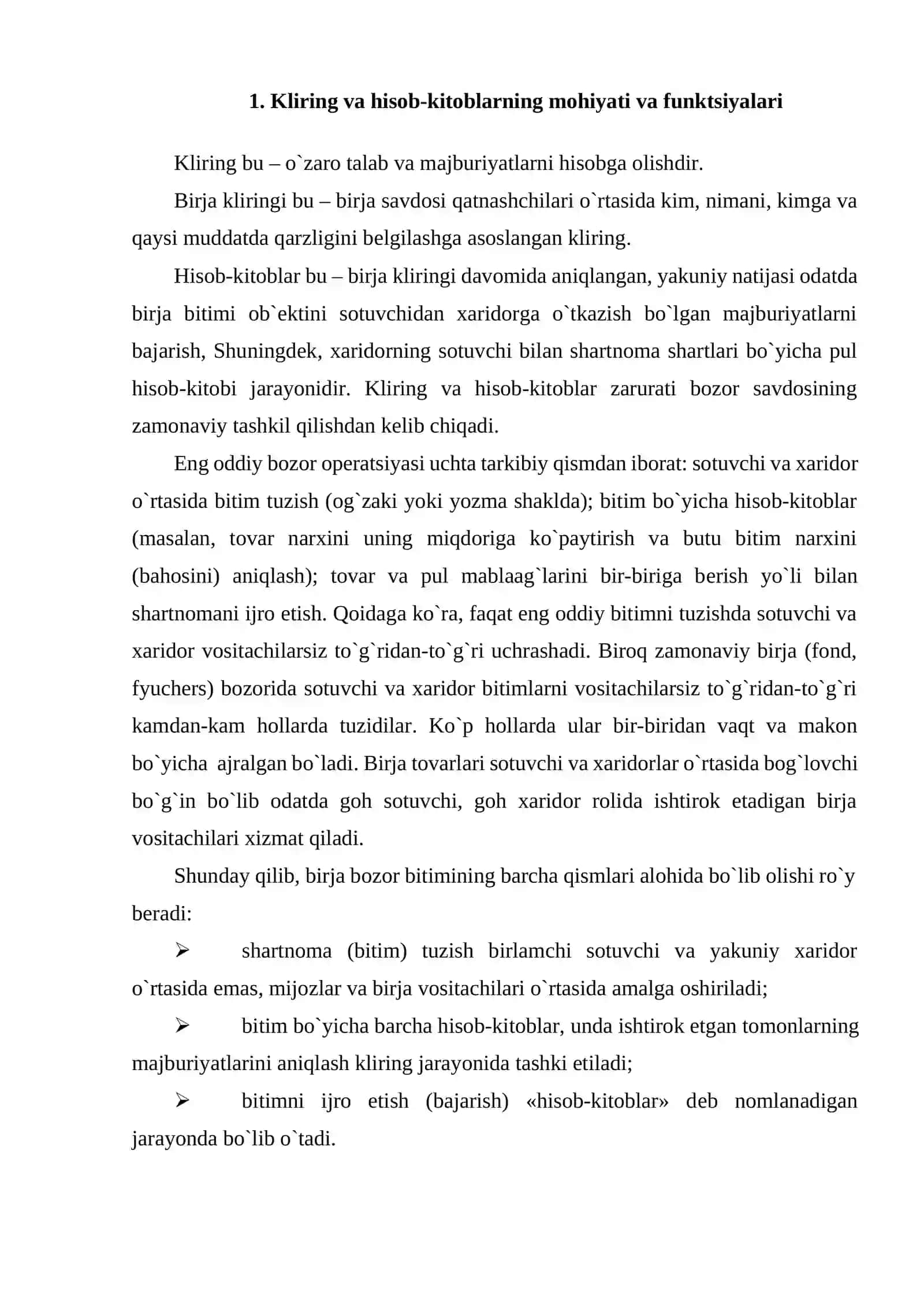 Kliring va hisob-kitoblarning mohiyati va funktsiyalari 2