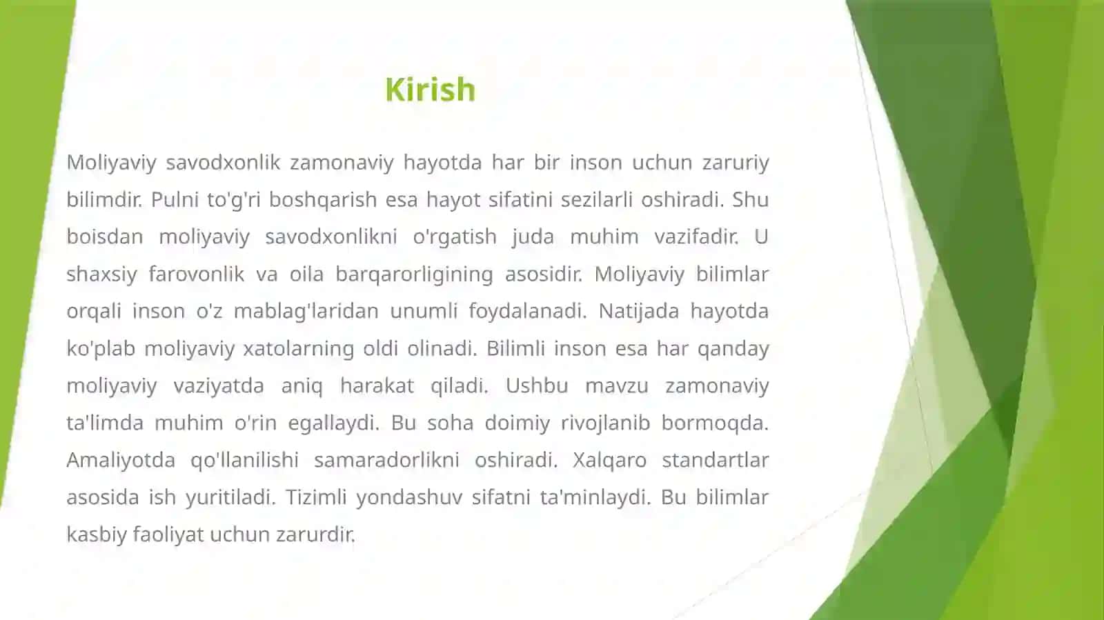 MOLIYAVIY SAVODXONLIK ASOSLARI VA AHAMIYATI 2