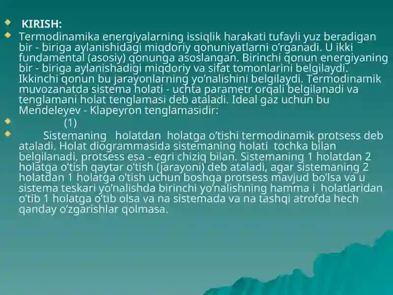 Qaytar va qaytmas jarayonlar. Tеrmodinamikaning ikkinchi qonuni ifodasi 2