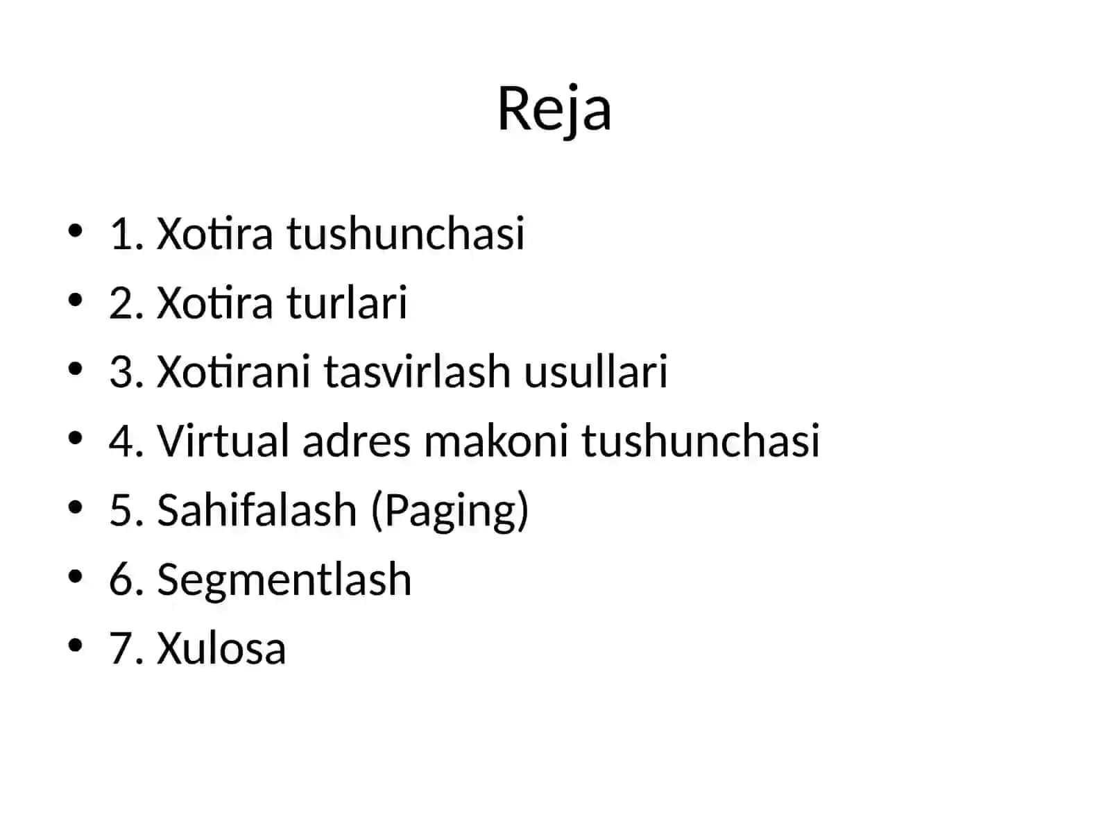Xotira va virtual adres makoniDastur 2