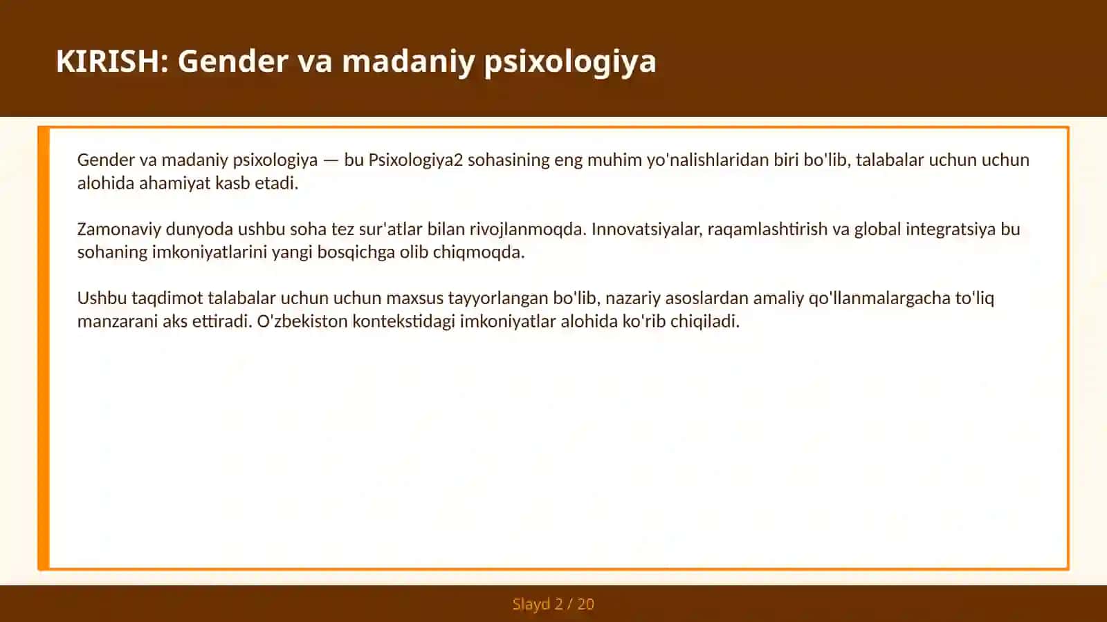 Gender va madaniy psixologiya 2