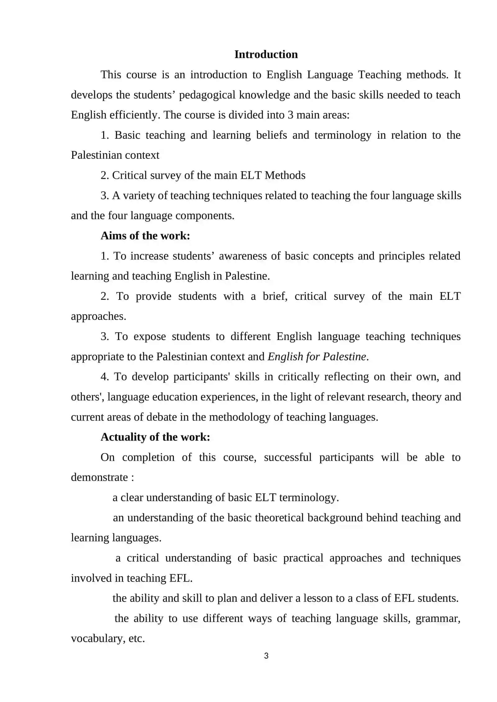 English Language Teaching Methods Course 2