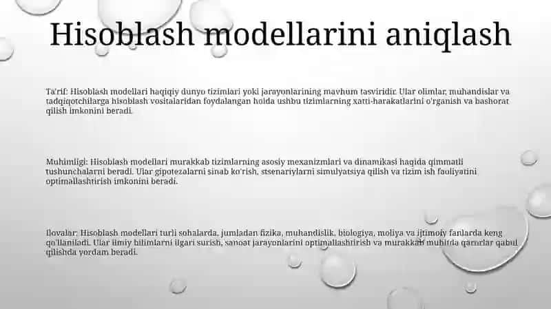 Hisoblash Modellari 2