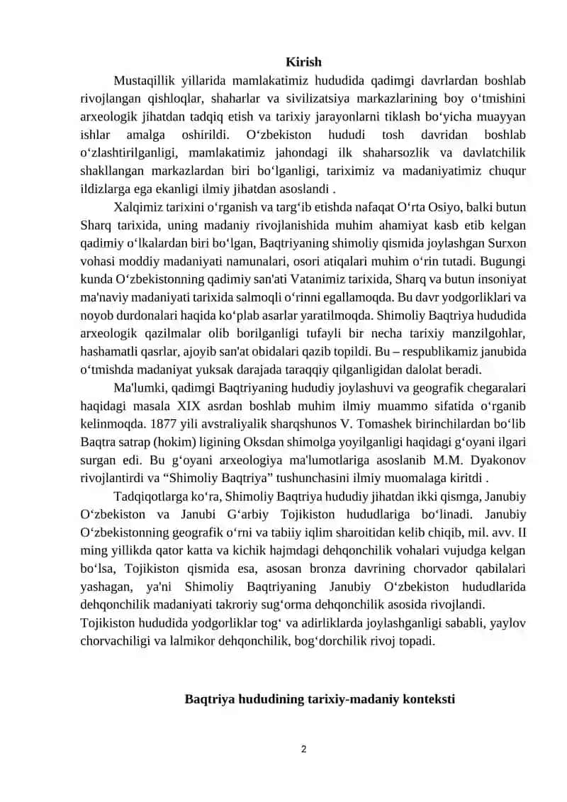 SHIMOLIY BAQTRIYA VA JANUBIY BAQTRIYA YODGORLIKLARIDAGI RANG TASVIRLARINI ÓRGANISH 2