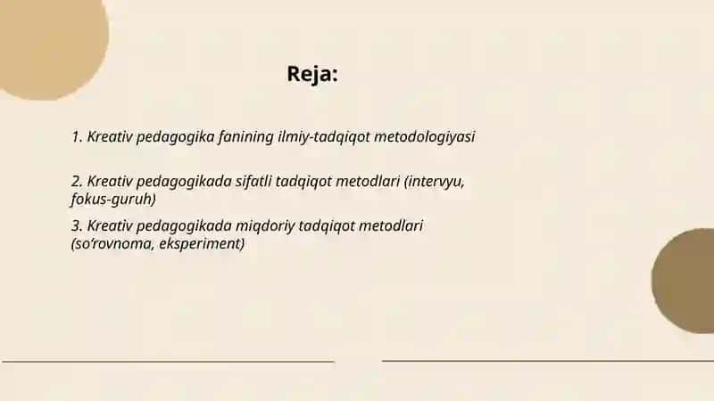 Kreativ pedagogika fanining ilmiy-tatqiqot metodlari 2