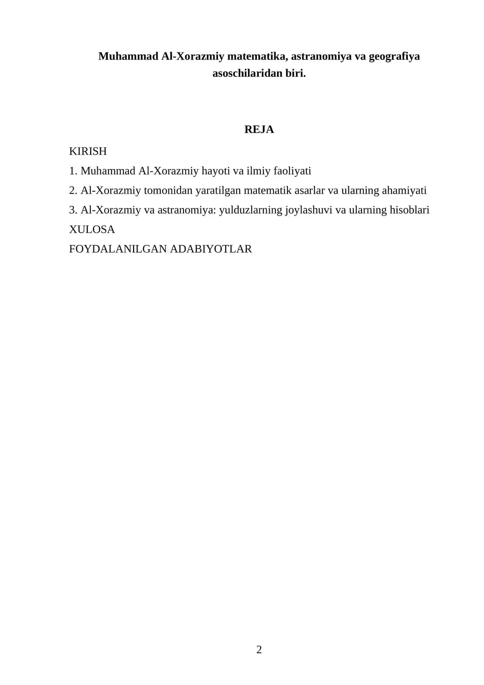 Muhammad Al-Xorazmiy matematika, astranomiya va geografiya asoslaridan biri 2