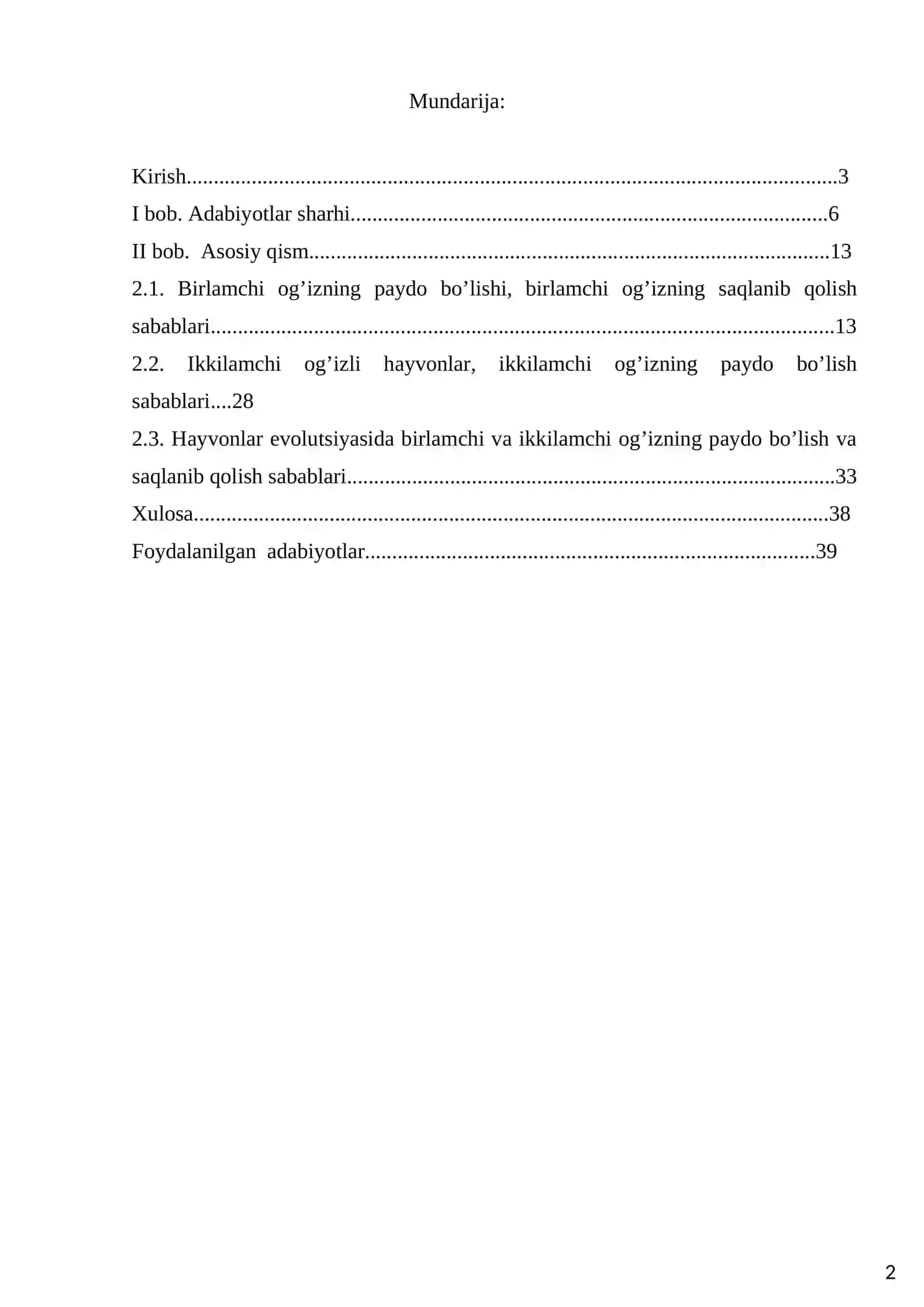 Birlamchi va ikkilamchi og’izlilar – hayvonlar evolutsiyasining ikki yo’nalishi 2