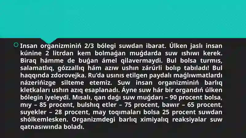 Suw- salamatlıq faktorı sıfatında Oʻzbekstanda xaliqtı suw menen tâmiynleniwiniň tiykargʻi mashqalaları 2