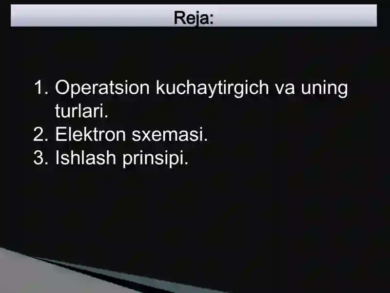 Operatsion kuchaytirgichlar 2