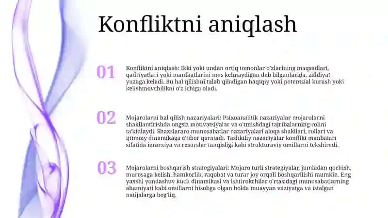 Konfliktlarni Órganishning Psixologik Nazariyalari 2