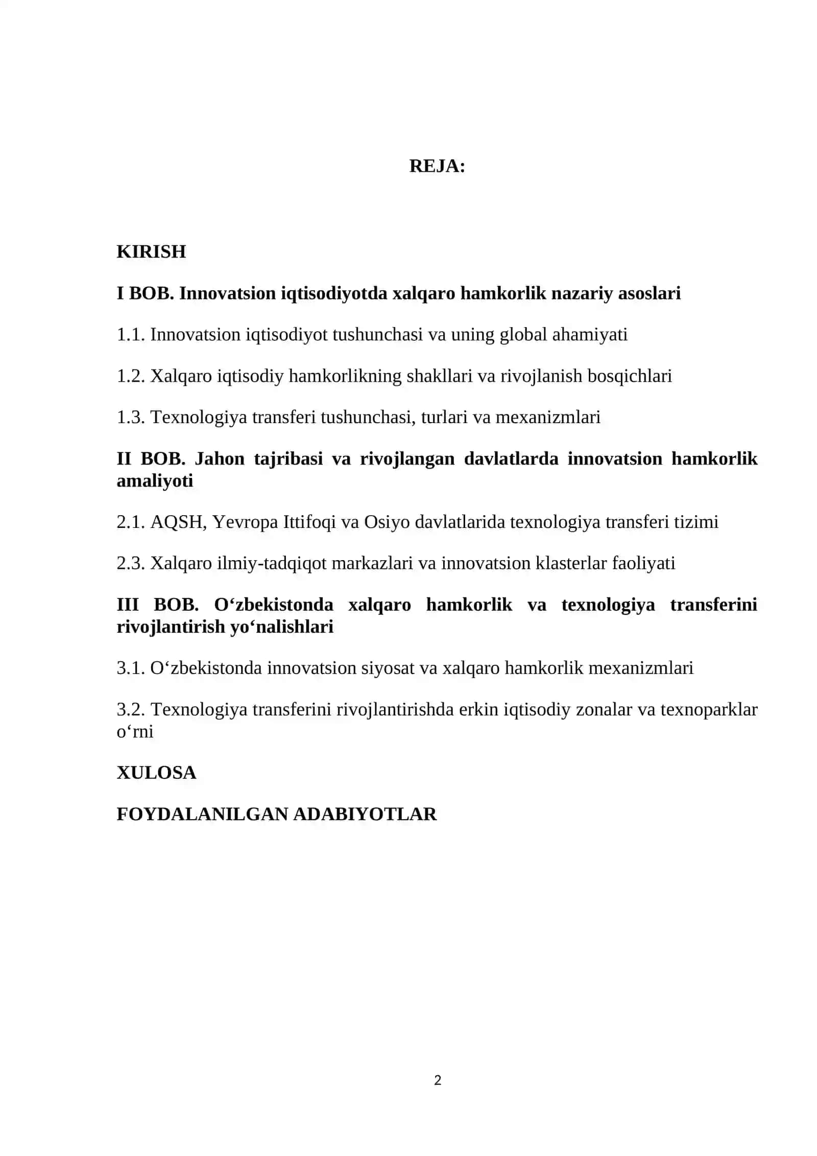 INNAVASION IQTISODIYOT KURS ISHI 2