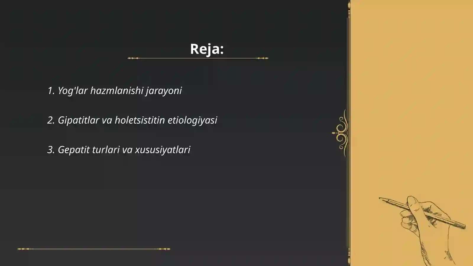 Surunkali gepatitlar va holetsistitlarda yog'lar hazmlanishini buzulishi 2
