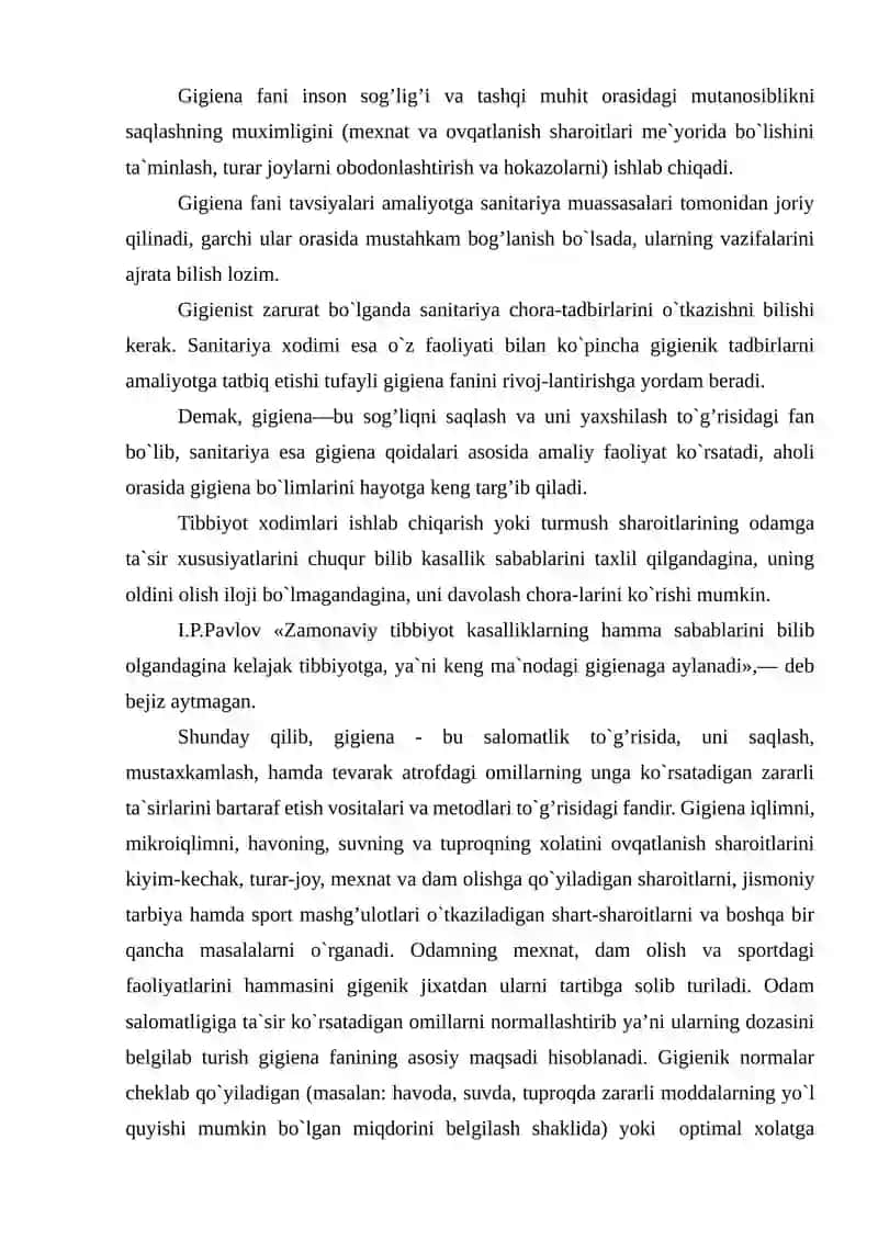 Seminar-1. Gigiyena fani, maqsadi va vazifalari 2