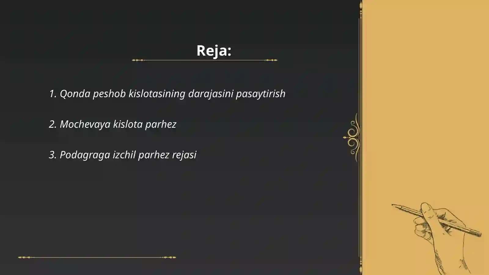 Padagra kasalligidagi parxez 2