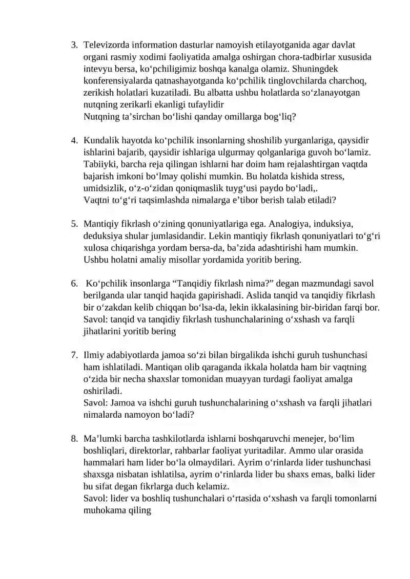 Huquqiy ko‘nikma modulidan yakuniy nazorat savollari 2