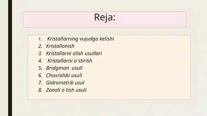 Kristallarning olinish usullari 2