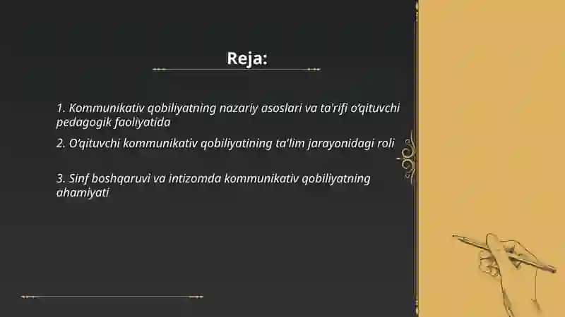 Kommunikativ qobiliyatining pedagogik faoliyatda o‘rnini o'rgatish 2